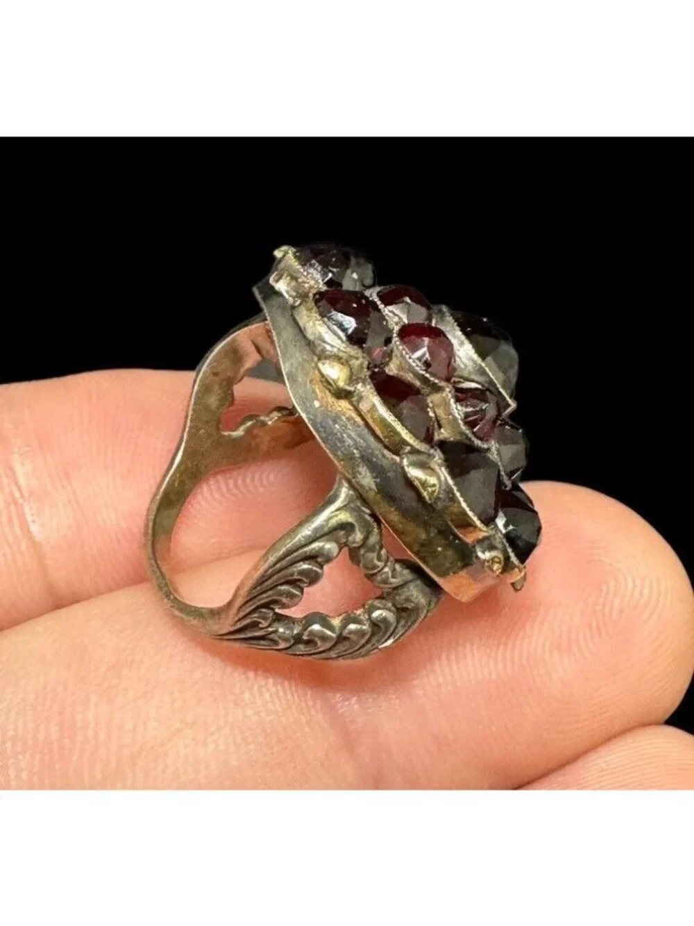 Victorian Garnet Ring antique bohemian
